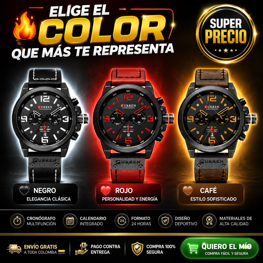 ⌚Reloj Curren 8314 Negro Hombre ⌚